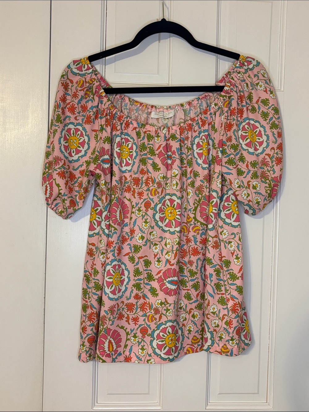 Women's Smith & Quinn Pink Floral Puff Sleeve Top M